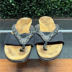 Naot Black Embellished Thong Sandals